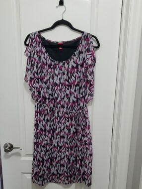 Merona Purple Black White Printed Midi Dress